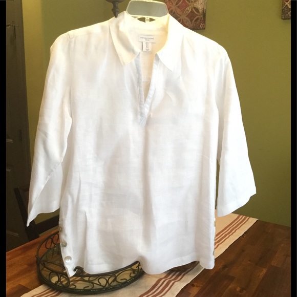 Antibes Blanc white linen tunic. NWOT - Picture 1 of 5